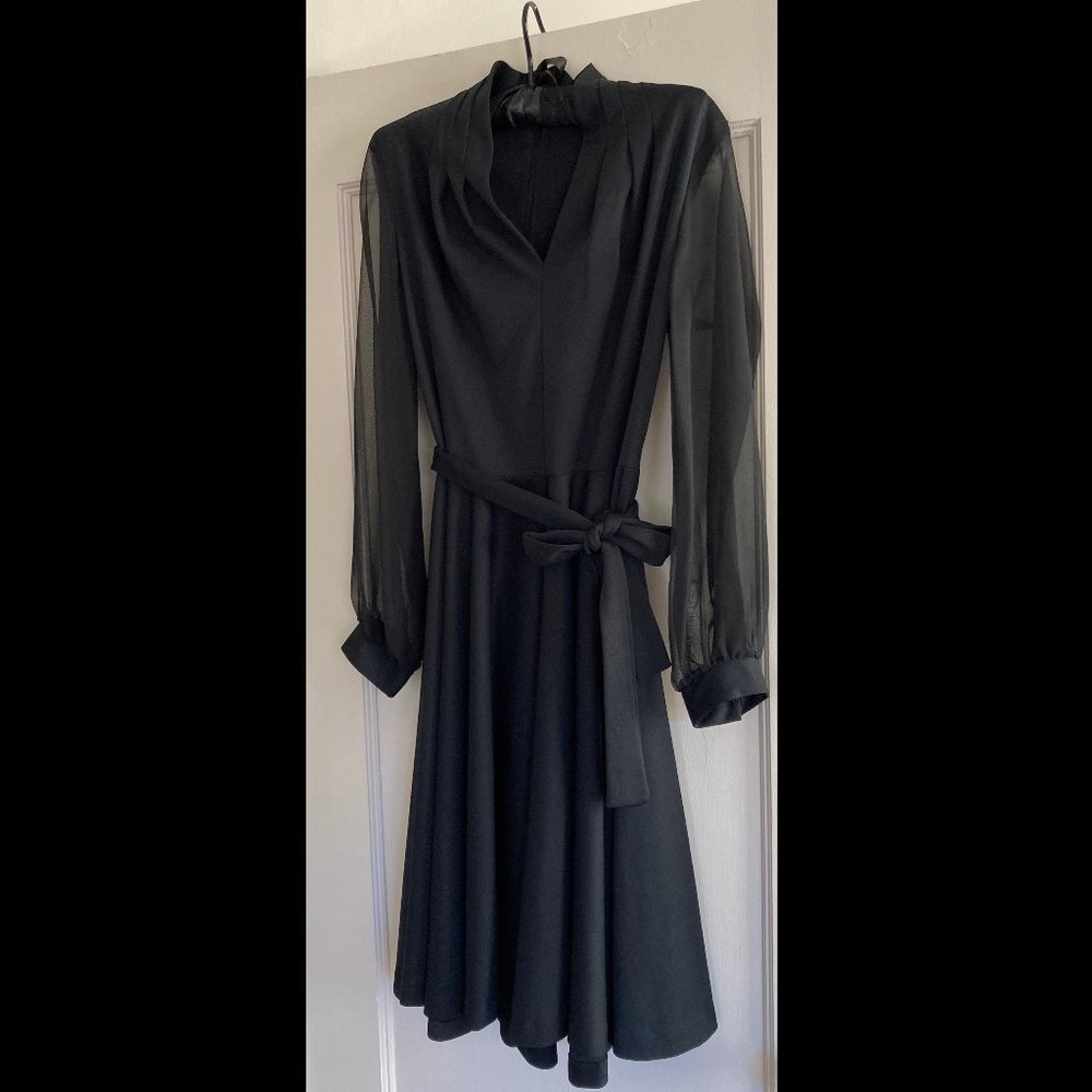 Vintage black dress with chiffon sleeves